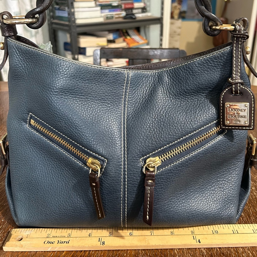 Dooney & Bourke Marine Blue Leather Hobo Shoulder Bag